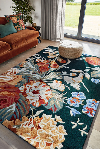 Stapleton Park marineblauw/gebrande oranje vloerkleed