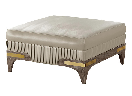 Pouf en cuir beige/or