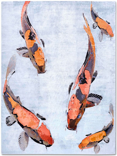 Tapis de luxe noué à la main Fish orange