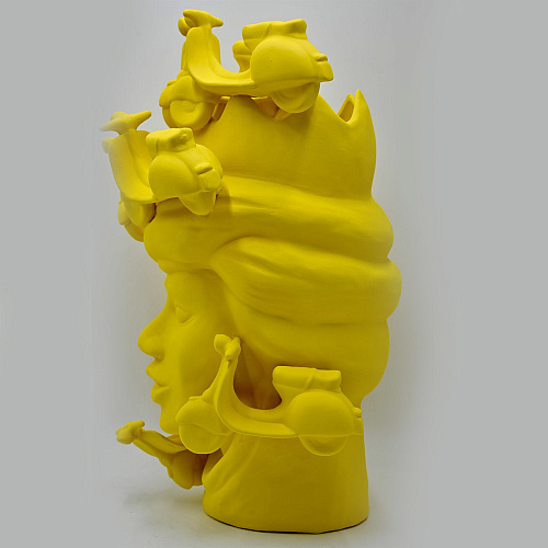 Moorkop matte gele sculptuur