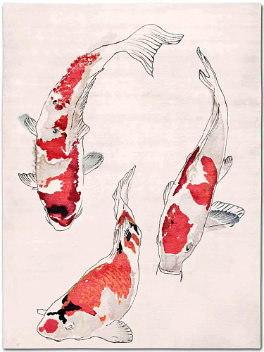 Fish Original op wit luxe handgeknoopt vloerkleed