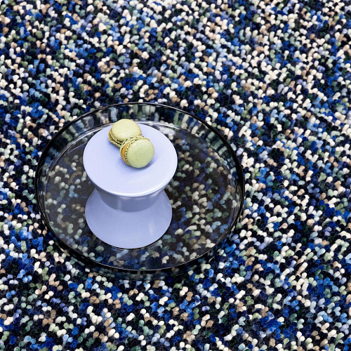Pop-Art blauw hoogpolig vilt vloerkleed