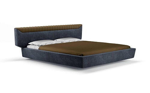 Libra donkerblauw bed met hoofdbord