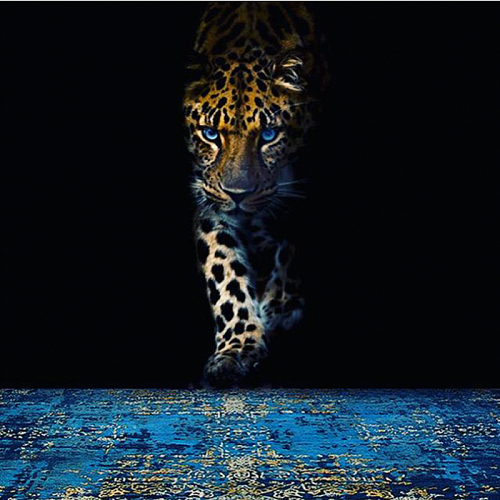 Tapis Luxury abstrait bleu or