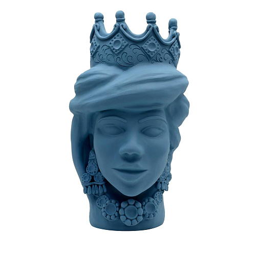 Moorkop blauwe matte sculptuur