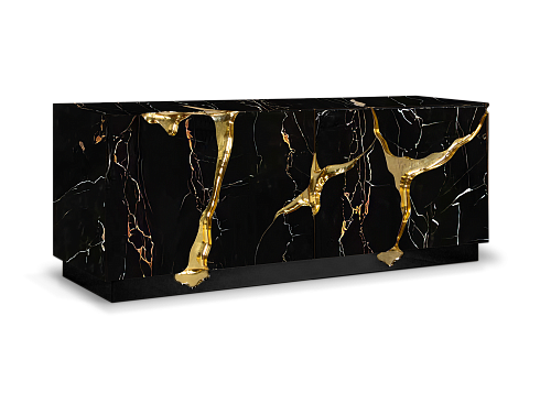 Buffet opulent noir et or