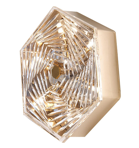Zachtgouden zeshoekige kristallen wandlamp