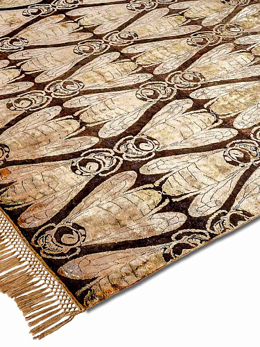 Honey metallic goud handgemaakt luxe vloerkleed