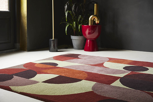 Decor Cosmo rood bleekgroen vloerkleed