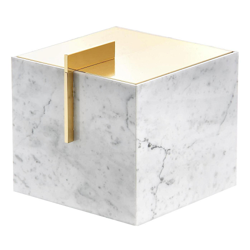 Coffret à bijoux en marbre de Carrare finition or 24 carats