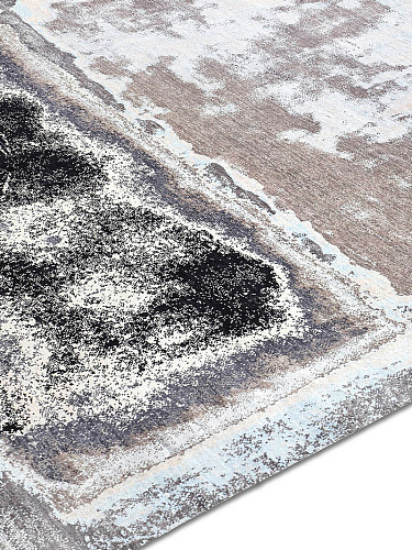 Zilver grijs abstract handgemaakt luxe vloerkleed