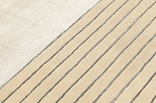 Hand Knotted beige gestreept wol & viscose vloerkleed