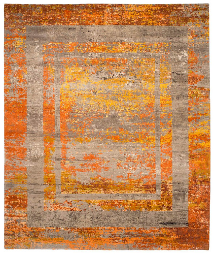 Artwork 27 drievoudige rand omgekeerd oranje vloerkleed