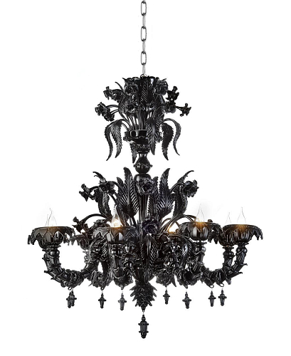 Lustre Rezzonico Murano noir 8 lumières