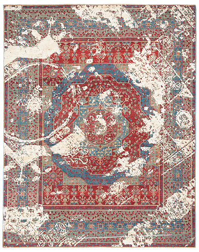 Tapis Mamluk Malena rouge soie non teinte