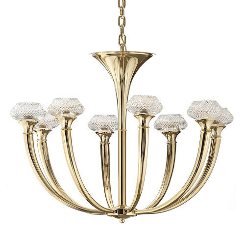 Gouden kristallen kroonluchter met 8 lichtpunten