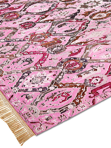 KavaBagh roze handgemaakt luxe vloerkleed
