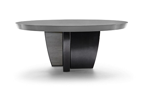 Ronde tafel met metalen en houten onderstel