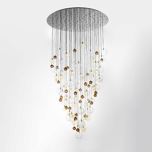 Cascade kroonluchter met multicolor glazen bollen