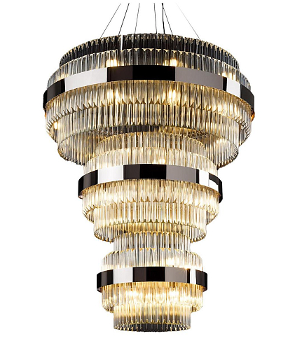 Nikkel ronde kroonluchter met triedro glas