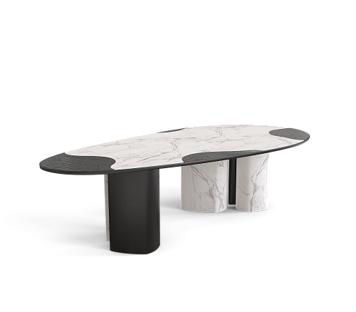 Athena Carrara marmer en onyx eettafel