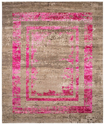 Artwork 27 drievoudige rand roze vloerkleed