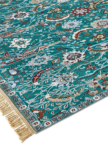 Tapis de luxe fait main Kerman vert
