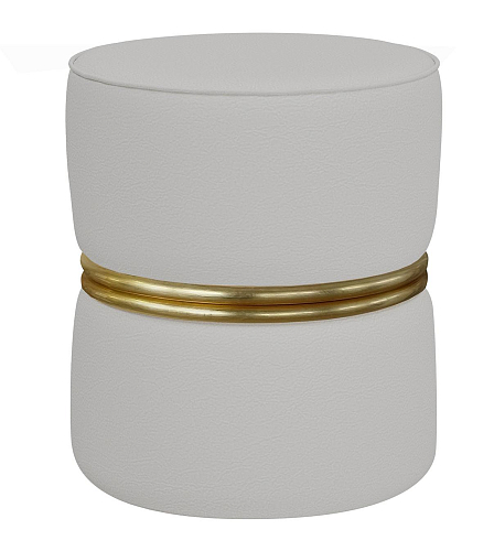 Lederen poef met gouden ringen