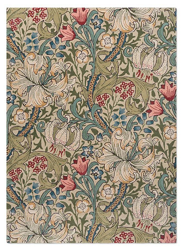 Tapis Golden Lily vert rouge de luxe